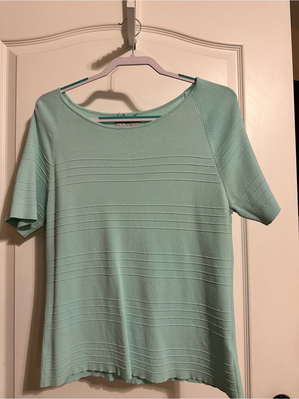 Sag Harbor Mint Green Short-Sleeve Knit Top